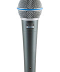 BT 58A Wired Dynamic Vocal Microphone For Singing, silver metal handheld supercardioid XLR mic with grille and logo