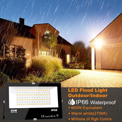 Heavy Duty Smart Led Flood Light With Slick Mobile App Control And Punchy 800W Equivalent Output For Smooth Outdoor Landscape Glows That Bring Boss Vibes To Your Backyard Or Patio