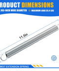 Strong Arm Extension Spring Crafted From Heavy Duty High Carbon Steel Measuring One Inch Outer Diameter By Twelve Inch Length Zero One Oh Five Wire Thickness Built Tough For Door Closers And Garage Hardware Retrofits, shown with dimensions 11.5 inches.