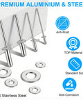 Must Have 1000-Piece Aluminum Pop Rivets Kit With 14 Sizes And Stainless Backup Washers shown with anti-rust features and dimensions.