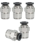 Five Pack Beefy NPT Push To Connect Air Fittings Male Straight 1/4 Inch Tube OD To 1/4 Inch NPT Thread Quick Connector Adapters