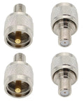 4-Pack UHF SO239 Male To F Type Antenna Adapter F Female To PL259 Male Connector, nickel-plated brass with gold contacts