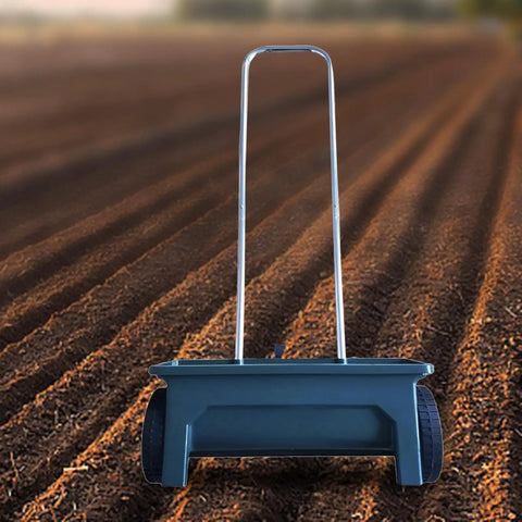 Walk Behind Seed Spreader 12 Liter Hand Push Garden Seeder Broadcast And Drop Spreader For Grass Seed Compost Ice Melt Farm Salt Lawn