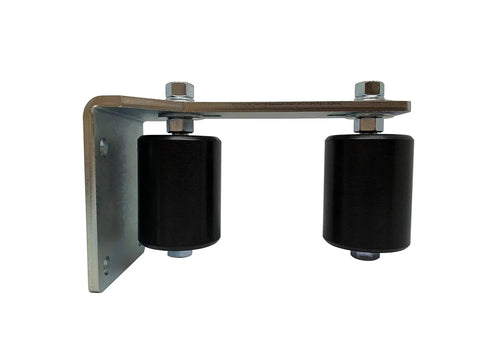 Slide Gate Guide Post Rollers 3 Inch Black L Bracket Rear Mount With Dual Hard Nylon Rollers, Built Tough Heavy Duty Steel Gate Guider Support Assembly For Sliding Rolling Gates Made In The USA