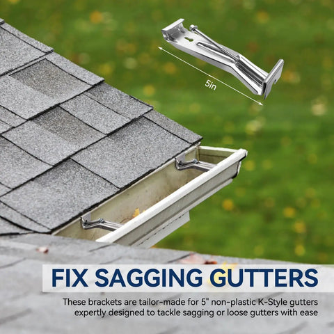 5 Inch Gutter Brackets Kit 60 Pack Heavy Duty With Pre Assembled Screw Hidden Hangers For Quick No Fuss Sagging Rain Gutters Repair Durable Weatherproof Build For Long Lasting Performance