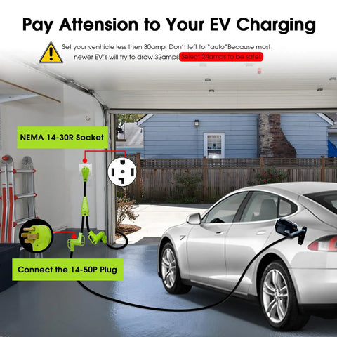 Premium Heavy Duty 30 Amp Y Splitter Cord For Tesla Ev Chargers And Household Dryers Nema 14 30p Male Plug to dual sockets in garage.
