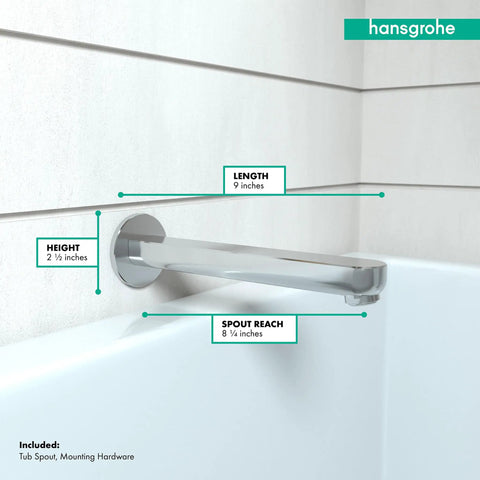 Tub Spout 9 Inch Premium 3 Inch Modern Chrome Spout With Universal Retrofit Easy Install Slick Chrome Finish
