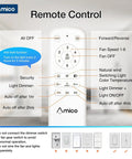 Amico remote control for Top Shelf 52 Inch Smart Ceiling Fan With Killer Led Lighting And Handy Remote Control Downrod Mount Matte Black Finish.