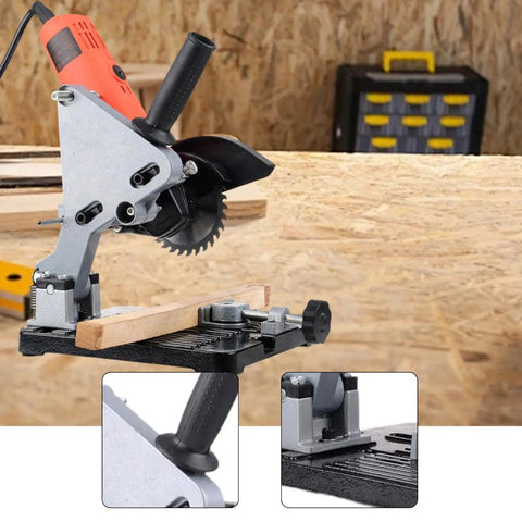 Angle Grinder Stand Base Bracket Holder With Cast Iron Construction Anti Vibration Mount Sparks Shield Guard with wooden plank