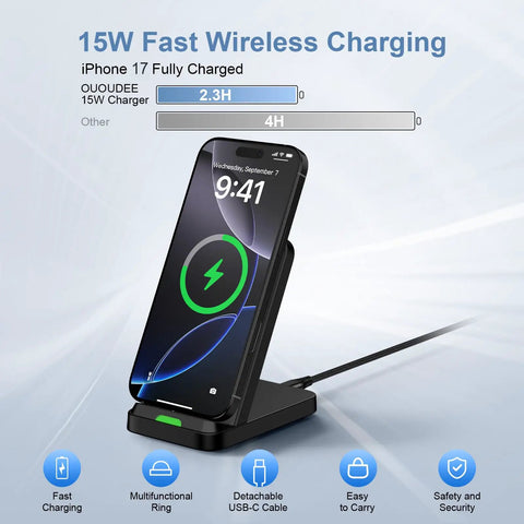 Wireless Charging Stand For 15W Fast Charging With Auto Output Galaxy S26 Ultra S25 S24 S23 S22 S21 And Motorola Edge 2025