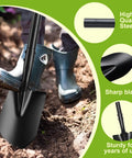 Long Handled Metal Shovel Workhorse For Digging And Gardening 43.3 Inch Heavy Duty Spade Shovel with steel handle in use