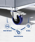 WORKPRO 4-inch blue swivel caster wheels, set of 4 with brakes, installed on metal cart