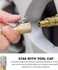 Close-up of Two Pack TR618A Metal Valve Stems For Tubeless Tires High Flow Core For Fast Air And Liquid Filling in use