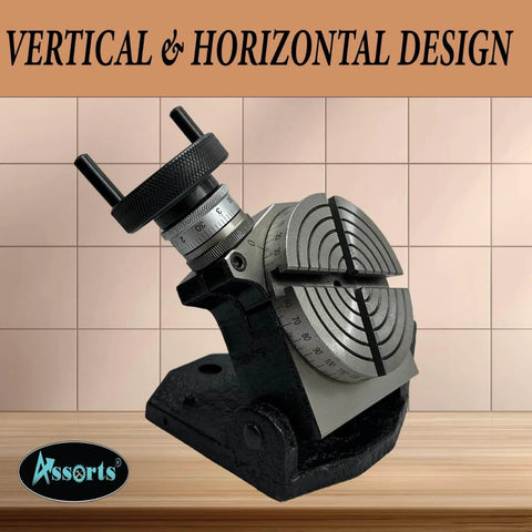 4 Inch Tilting Milling Rotary Table With 0 To 90 Degree Tilt showing vertical mounting option and precision indexing dials