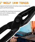 Wolf jaw tongs from Forging Hammer And Wolf Jaw Blacksmith Tool Set for Metalworking Precision Control in use gripping metal