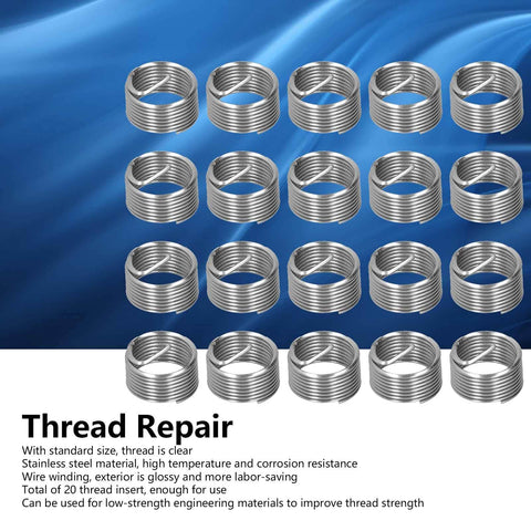 20 Pack M14 x 1.25 Thread Repair Inserts Stainless Steel Wire Thread Sleeves In 14mm 21mm 28mm 35mm And 42mm Lengths For Damaged Threads