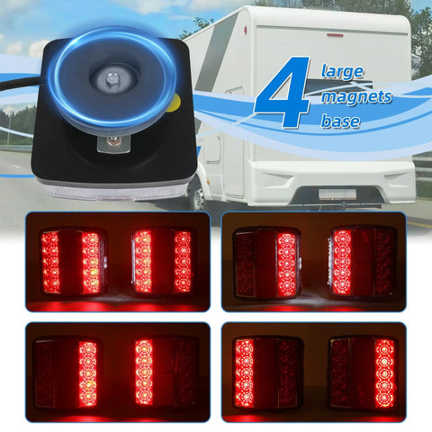 Yinaolan magnetic LED trailer taillight kit with four magnet bases, 24ft cable, 7-pin plug, red stop/turn/tail lights.
