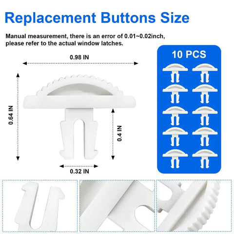 Replacement Window Latches For Vinyl RV Windows Button Style, Durable UV Resistant Hardware Kit, 10 Pack size and details