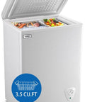 Real Deal 3.5 Cu Ft Compact Chest Freezer With Removable Storage Basket And Smooth Thermostat Dial For Low Noise dorm room cold storage.