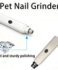 Quiet Electric Pet Nail Grinder For Dogs And Cats Featuring Dual Speed Modes And Usb Charging With A Safe Guard For Low Noise Paw Smoothing That Keeps Sessions Super Chill And Drama Free For Your Furballs In Bright White, side view.