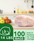 Clear 13x18 Inch Poultry Shrink Bags 100 Pack With 100 Zip Ties And Silicone Straw For Freezing, Marinating, Brining Chicken, Turkey And Rabbit Meat 5 To 14 Lbs. on packaged poultry