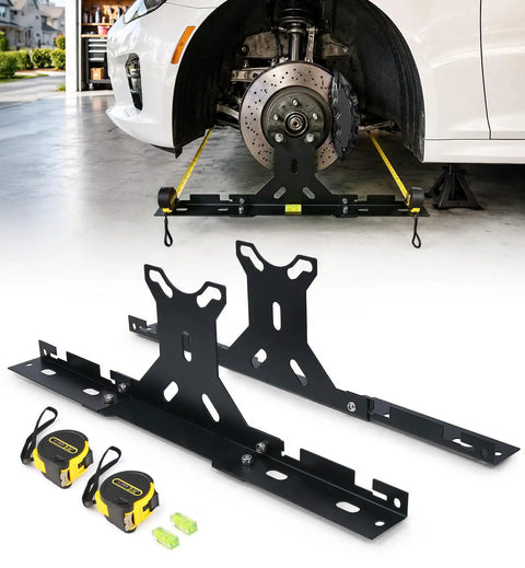 Wheel Toe Alignment Tool Kit For The Backyard Gearhead Featuring Heavy Duty Stainless Steel Toe Plates And Dual Tape Measures For Instant Front End Checks On Cars Trucks SUVs To Keep Your Chassis Dead Nuts Aligned And Tracking Perfect