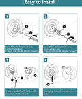 Instructions for Replacement Shower Faucet Handle Kit For Moen Posi Temp And Chateau Faucets Brushed Nickel Finish Durable Metal Build Easy DIY Upgrade For Smooth Valve Operation shown in four steps.