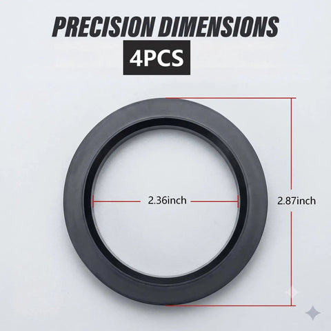 Heavy Duty 4 Pcs Car Wheel Hub Center Rings Reducer Adapters 73.1 Mm To 64.1 Mm Plastic Centric Rings showing precise dimensions of 2.36 and 2.87 inches.