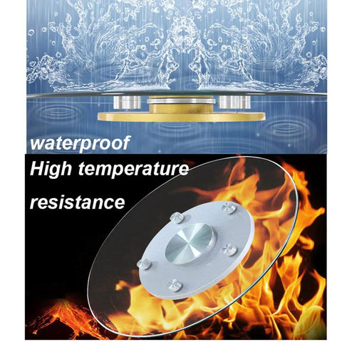 Heavy Duty Lazy Susan Turntable Plate With Tempered Glass Surface And Sturdy Plastic Steel Base showing water and fire resistance