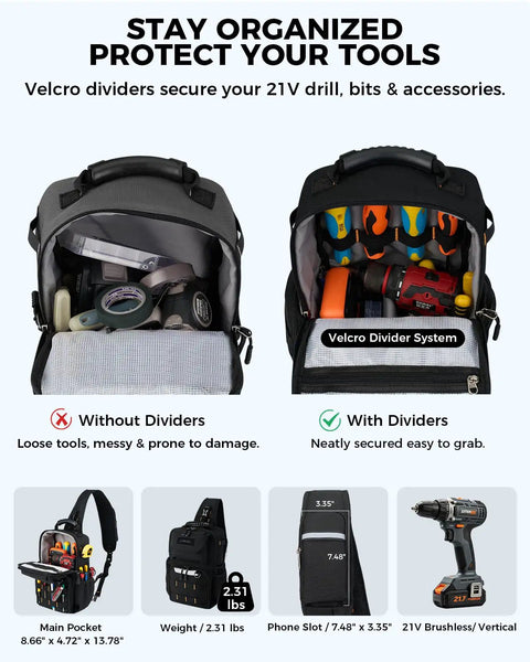 Heavy Duty Electrician Tool Chest Bag With Adjustable Padded Three Point Harness Keeps Your Gear Locked Tight On Ladders Versatile Hvac Chest Pack For Hands Free Trade Hustle