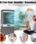 Beefed-Up Portable Evaporative Cooler With 100L Water Tank, Insanely Strong 10000 Cubic Meters Per Hour Airflow, Auto Water Supply, And Wide Oscillation, Heavy-Duty Swamp Cooler For Large Warehouses, Workshops, And Open Spaces showing 4-in-1 fan and cool humidify aromatherapy unit