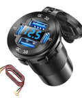Upgrade Your Daily Whip With This Four Port 12V USB Car Charger Featuring Bright LED Voltmeter And Dual PD30W QC18W Fast Charging Ports Crafted From Rugged Aluminum Alloy For Every Cruiser Setup.