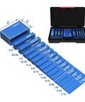 Dead Nuts Accurate Aluminum Height Gauge Block Set Featuring Crisp Etched Inch Measurements For Locking In Router Tables And Table Saws Rock Solid Workshop Essentials Black with measurement marks.