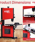 Powerful 9 Inch Portable Bandsaw for Woodworking With Dual Speed 1700/2500 FPM, 2.8A 120V Quiet Induction Motor