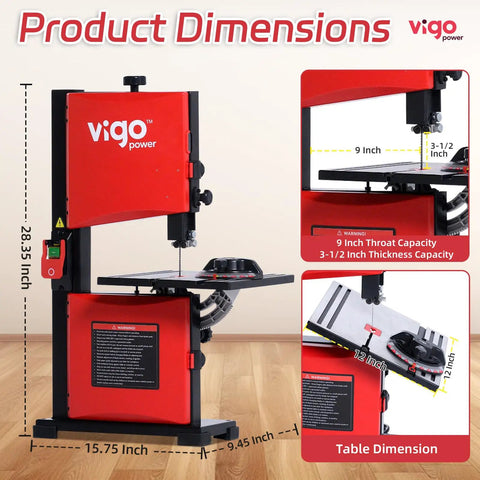 Powerful 9 Inch Portable Bandsaw for Woodworking With Dual Speed 1700/2500 FPM, 2.8A 120V Quiet Induction Motor