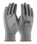 Hella Breathable Gray Nylon Work Gloves With Tough As Nails Abrasion Resistance Seamless Knit Shell For Peak Finger Dexterity And No Sweat General Duty Comfort Pack Of Twelve Small with an open hand view.