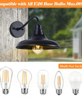 Gooseneck Barn Outdoor Light Fixture Set Of 2, farmhouse porch lanterns in black with bulb options, IP65 waterproof rating.