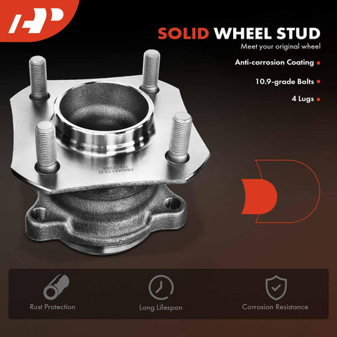 Close-up of Set Of Two Rear Wheel Bearing And Hub Assemblies For Nissan Sentra 2007 To 2012 L4 2.0L FWD with Four Lug ABS