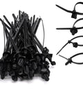 Heavy Duty 40 Pack Push Mount Zip Ties Snap in Nylon Cable Clips for Automotive Wire Harness Management, black clips with varying designs.