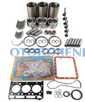 D1503 Engine Overhaul Rebuild Kit With Valve Kit For Kubota D1503 Engines Fits Tractors L2900 L3000 L3010 L3130 Excavator KX913 U35 And Loaders R420 R420S Aftermarket Parts For Serious Engine Refurbishment And Repair displayed with pistons, gaskets, and seals