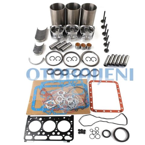 D1503 Engine Overhaul Rebuild Kit With Valve Kit For Kubota D1503 Engines Fits Tractors L2900 L3000 L3010 L3130 Excavator KX913 U35 And Loaders R420 R420S Aftermarket Parts For Serious Engine Refurbishment And Repair displayed with pistons, gaskets, and seals