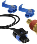 Direct Bolt On Engine Coolant Temperature Sensor With Factory Spec Thermal Grease, includes connectors and cables for easy installation.