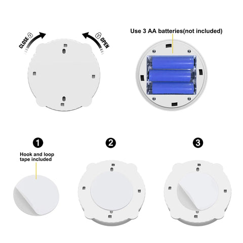 RGB Spotlight Battery Operated Accent Lights With Remote Dimmable Picture Light Rotatable Head base view with battery slot