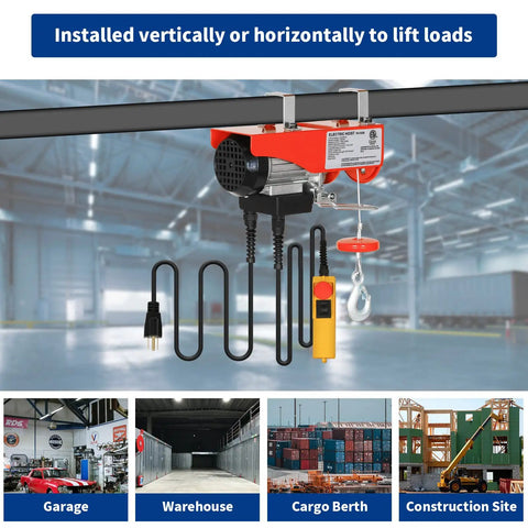 Beefy 1320 Lb Electric Hoist With Remote Control 110V overhead crane in warehouse and garage settings