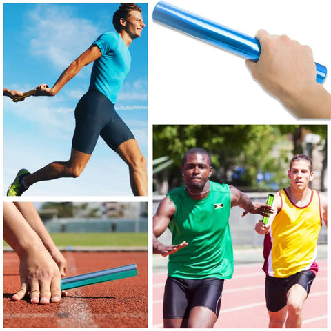 Aluminum Relay Batons For Track And Field, 29 Cm Long, 3.8 Cm Diameter, 50 G Each, Smooth Edges For Safe Grip, Corrosion Resistant High Strength Surface, Official Size Meets National Athletics Federation Standards, 4 Pack used in relay handoff