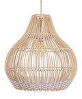 Rattan Round Pendant Light For Kitchen Island, Coastal Wicker Chandelier with white lampshade, E26/E27 bulb compatible