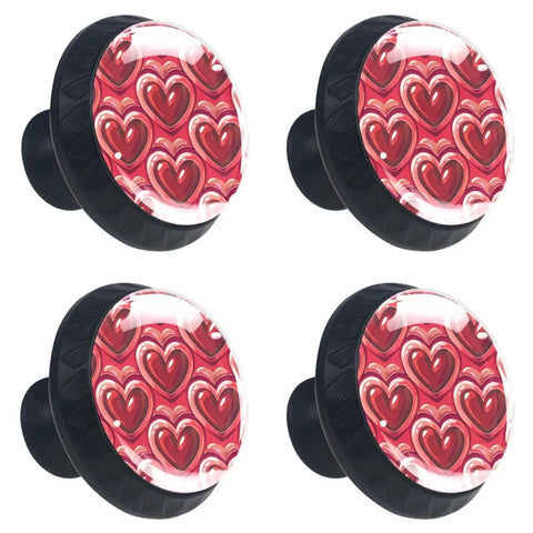4 Piece 35 mm Glass Cabinet Knobs With Sleek Red Heart Design And Heavy Duty Stainless Steel Hardware solid drawer pulls.