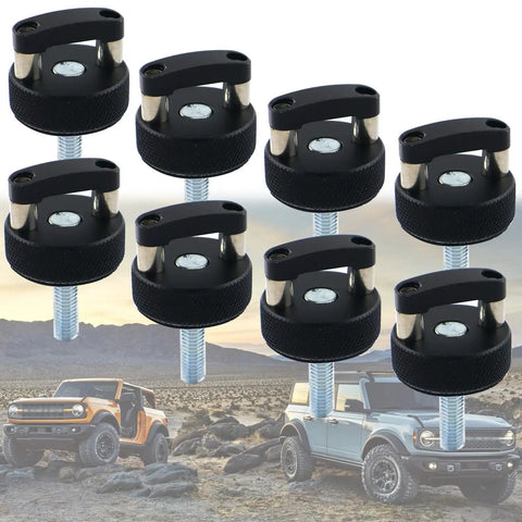 No Fuss Premium Quick Release Thumb Screws For Ford Bronco Hard Top Swap Setup With Locked Down D Ring Accessory Mounts 8 Piece Hardware Kit Black