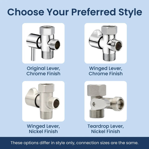 7/8 Inch By 7/8 Inch By 1/2 Inch Shut Off T Adapter For Bidet Water Supply With Winged Chrome Finish Top Options Display