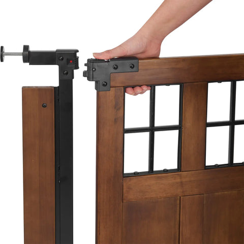 Farmhouse Style Barn Door Walk Thru Baby Gate With Dual Swing Stylish Auto Close 30 Inch Tall Fits 29 To 43 Inch Openings Wood And Black Finish